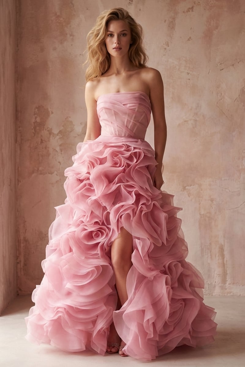 Harper Pink Strapless Maxi Dress | Jewelclues