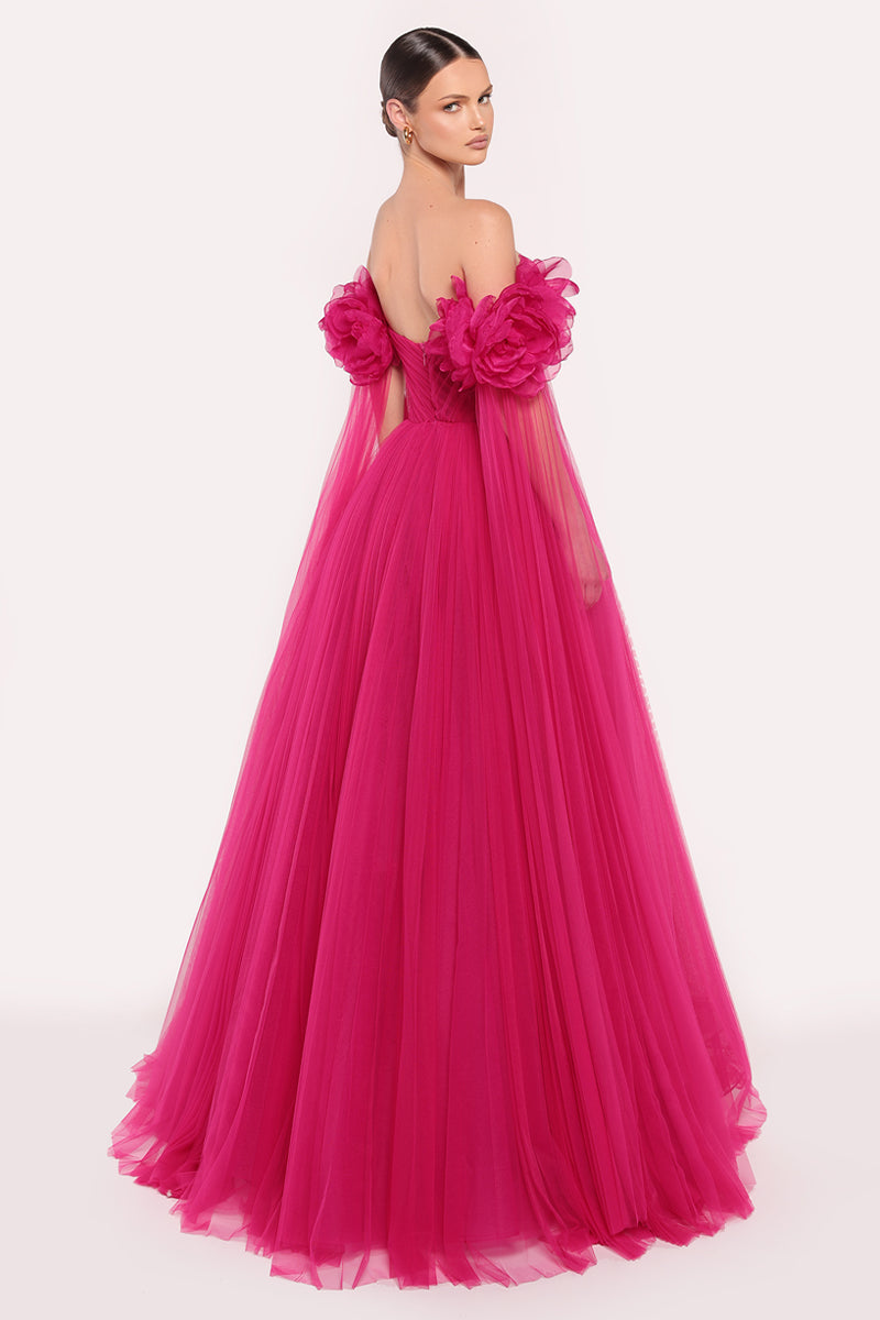 Helsi 3D Floral Applique Strapless Maxi Dress | Jewelclues