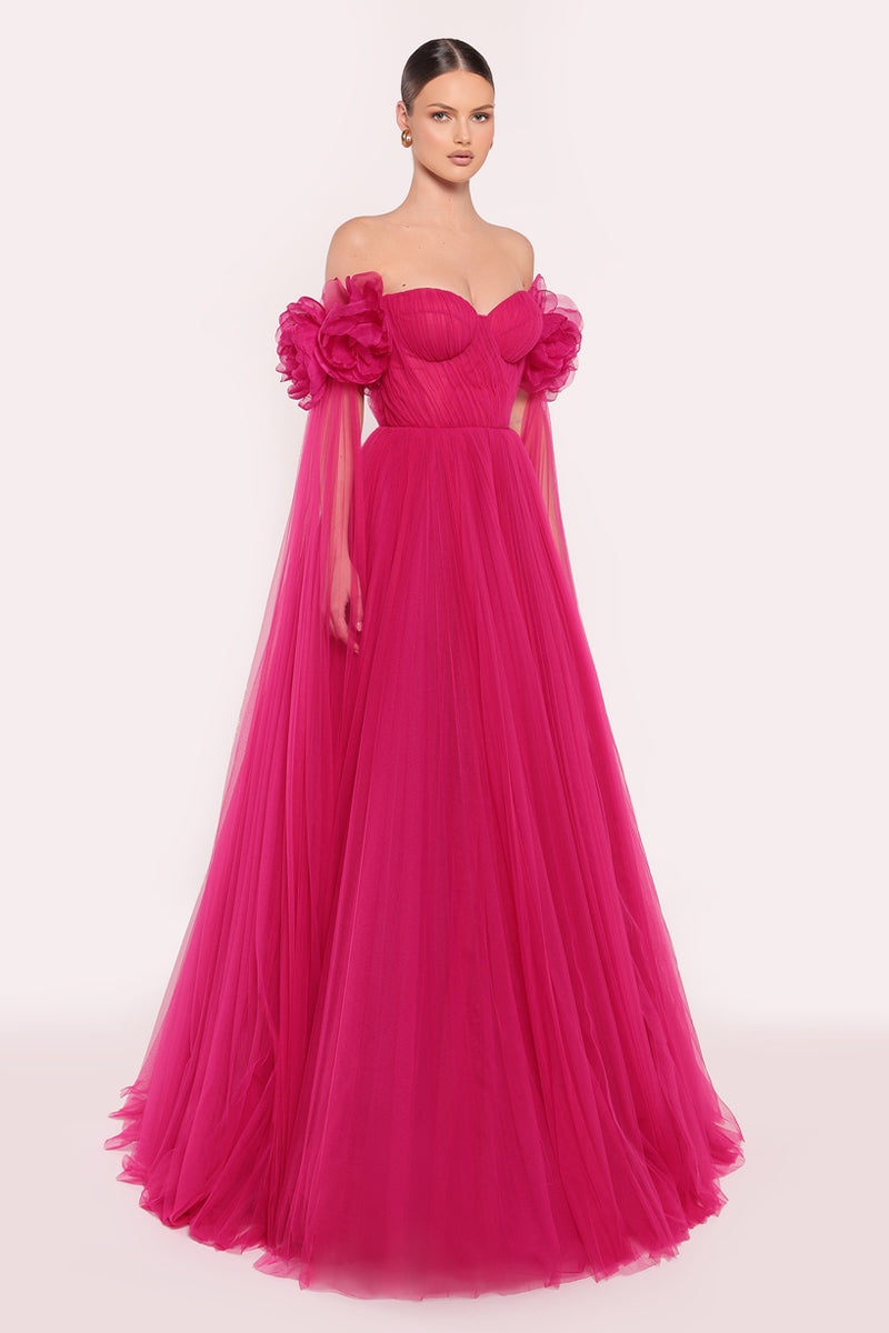 Helsi 3D Floral Applique Strapless Maxi Dress | Jewelclues