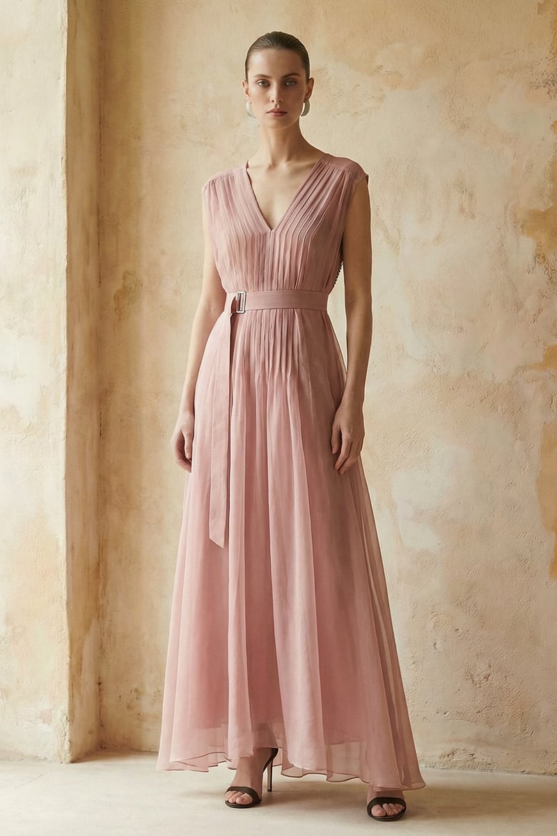 Imogen Pleated Maxi Dress | JewelClues #color_pink