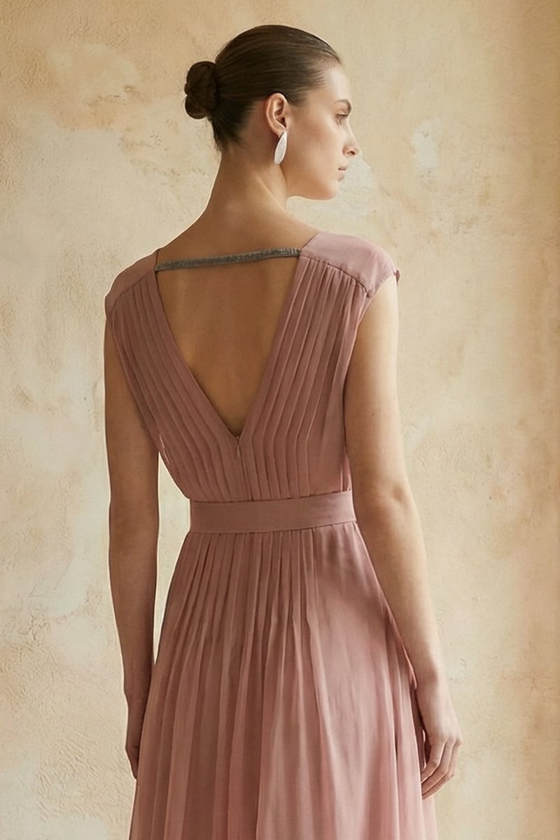 Imogen Pleated Maxi Dress | JewelClues #color_pink