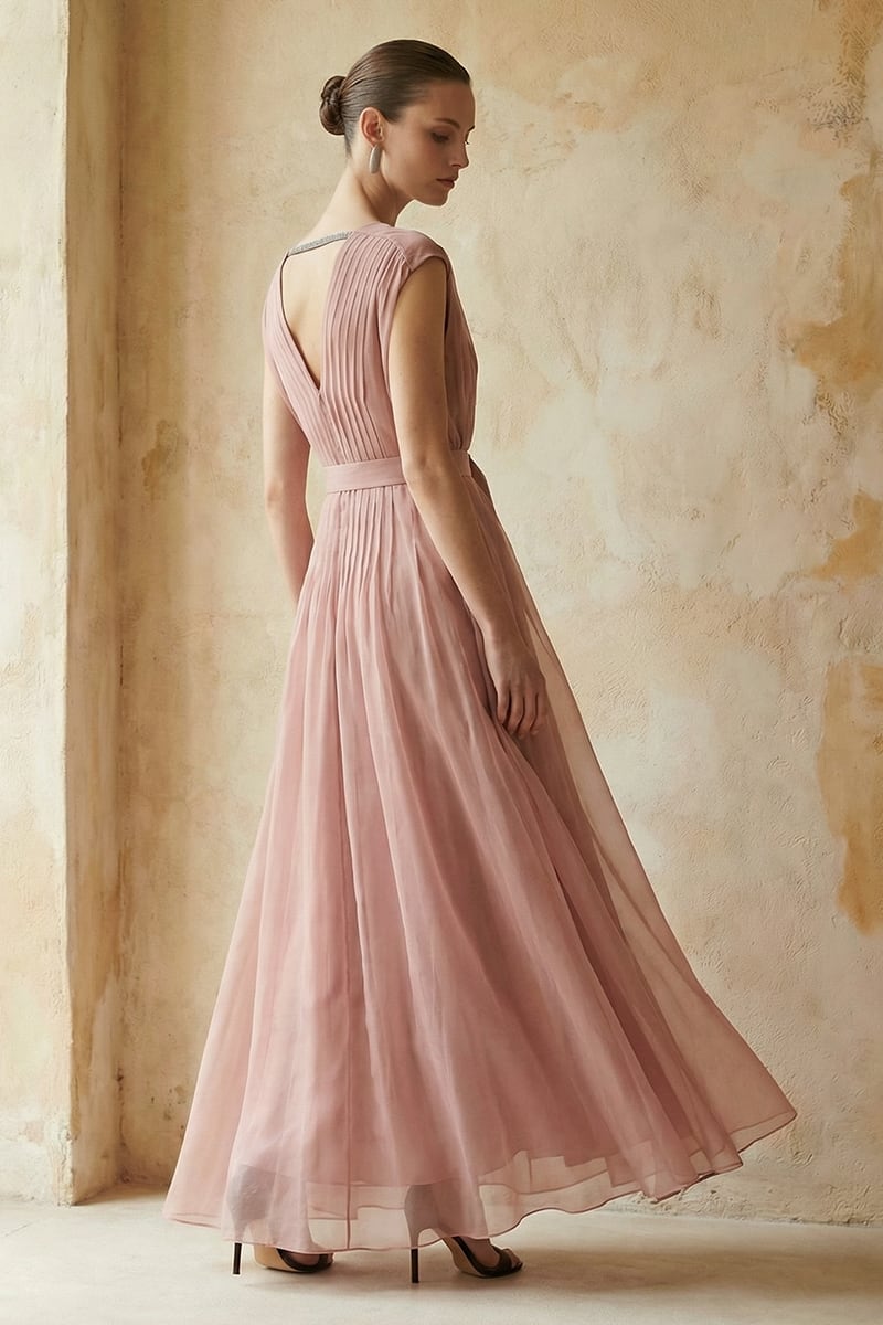 Imogen Pleated Maxi Dress | JewelClues #color_pink