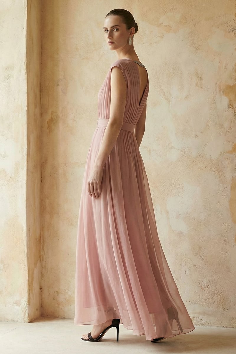 Imogen Pleated Maxi Dress | JewelClues #color_pink
