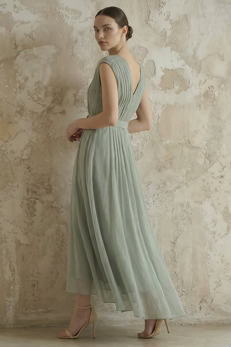 Imogen Pleated Maxi Dress | JewelClues #color_sage