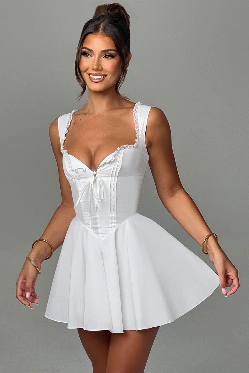 Isla Tie-Back Summer Mini Dress | Jewelclues #color_white