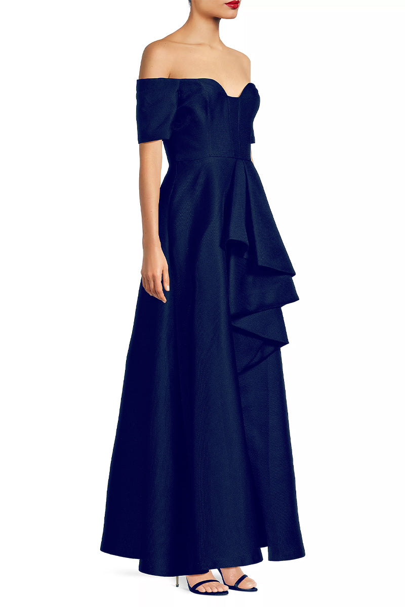 Jess Off-the-Shoulder Maxi Dress | Jewelclues #color_navy blue