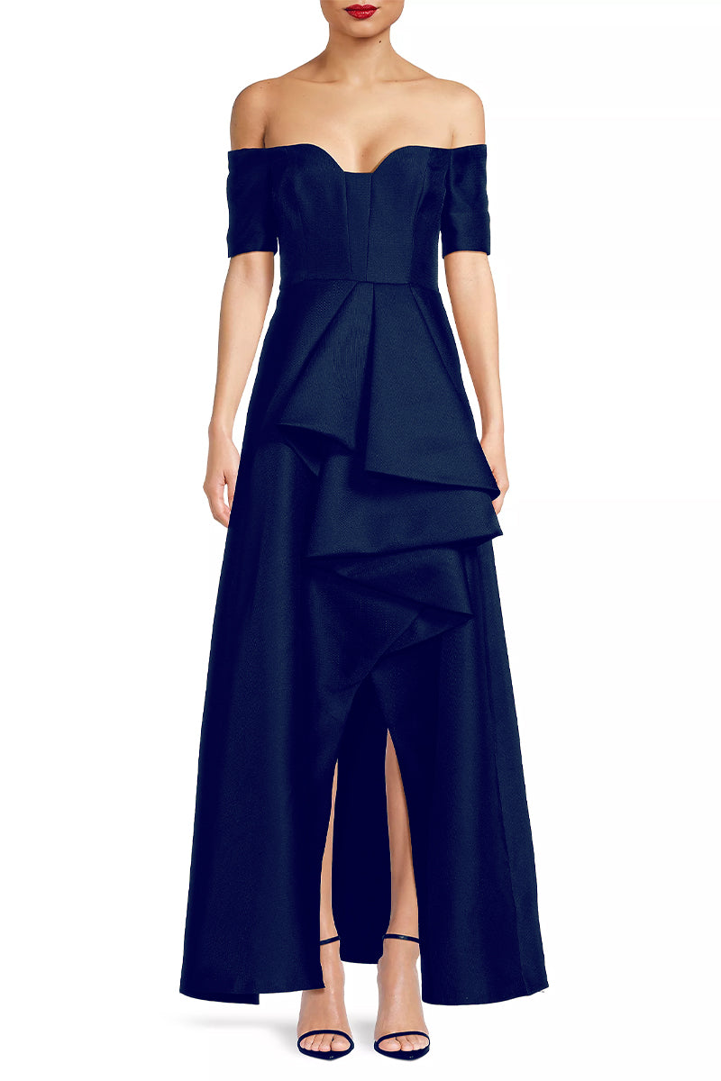 Jess Off-the-Shoulder Maxi Dress | Jewelclues #color_navy blue