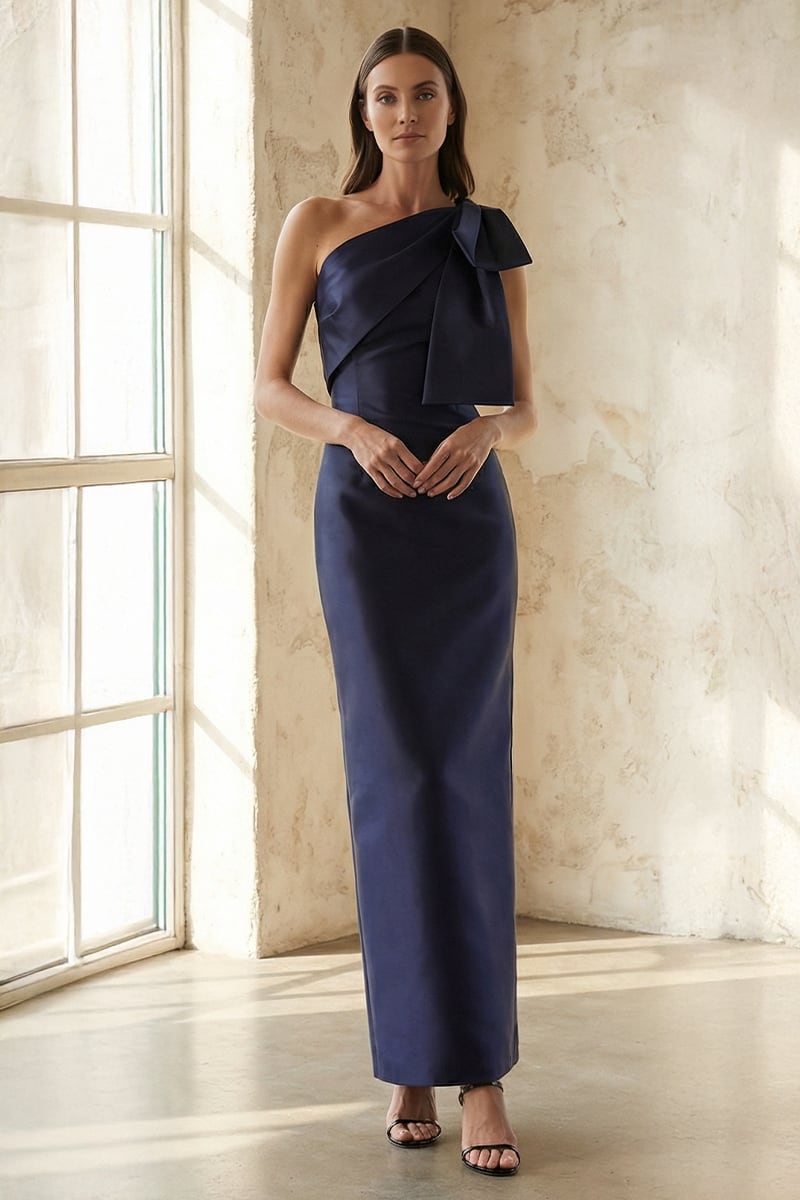 Jesse One-Shoulder Mikado Gown | JewelClues #color_navy blue