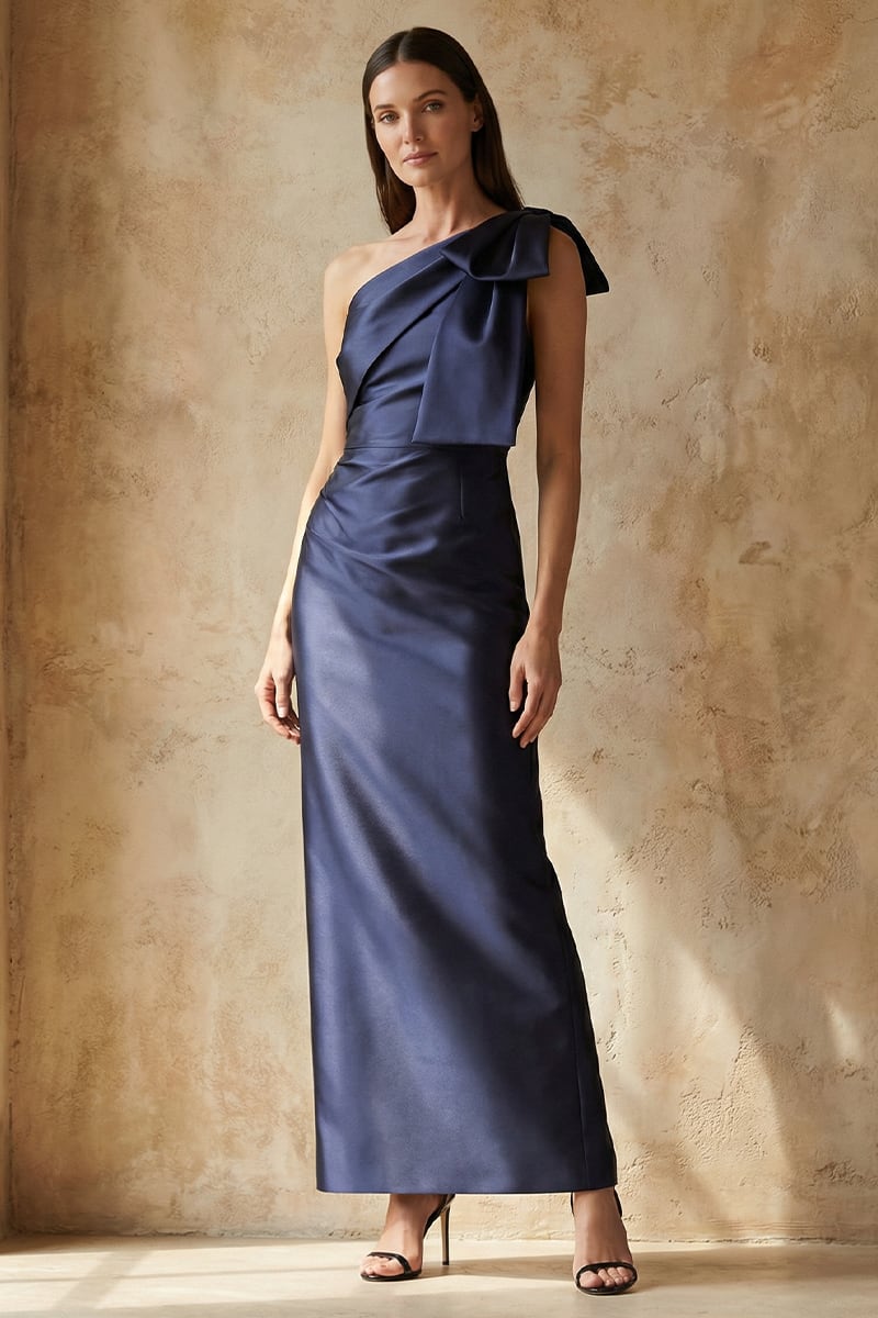 Jesse One-Shoulder Mikado Gown | JewelClues #color_navy blue