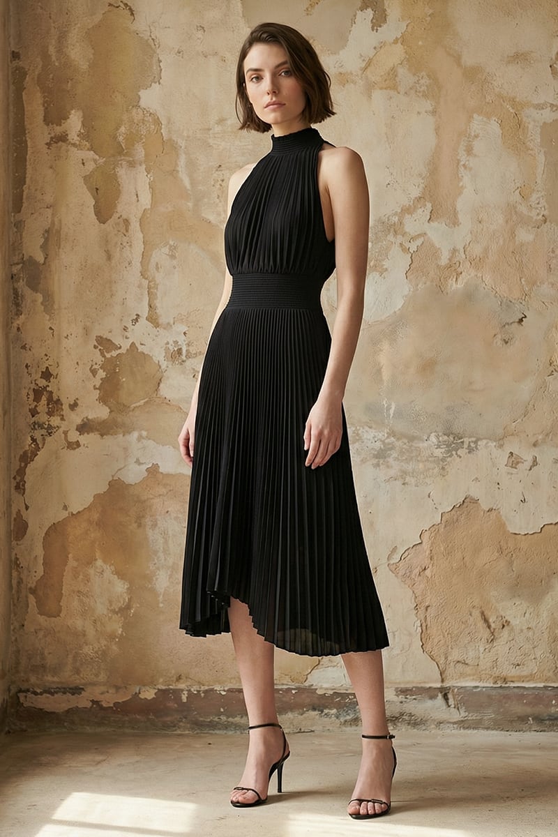 Joanne Pleated Satin Midi Dress | JewelClues