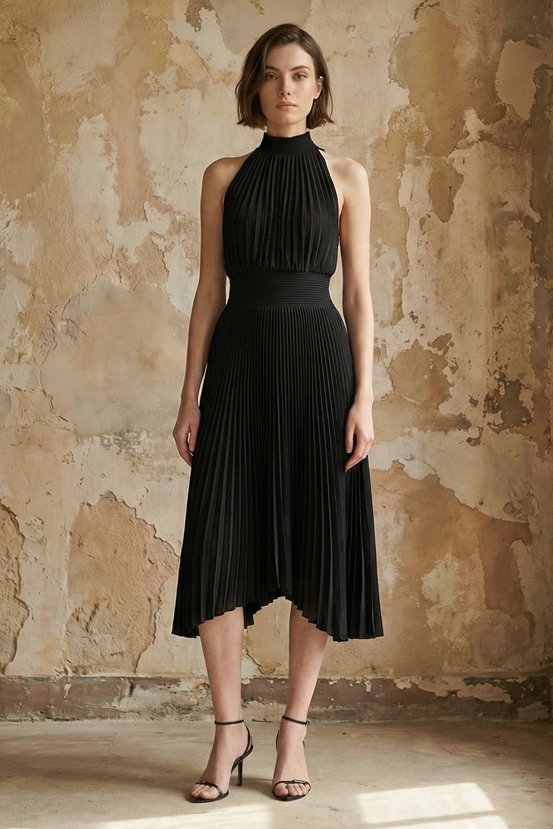 Joanne Pleated Satin Midi Dress | JewelClues