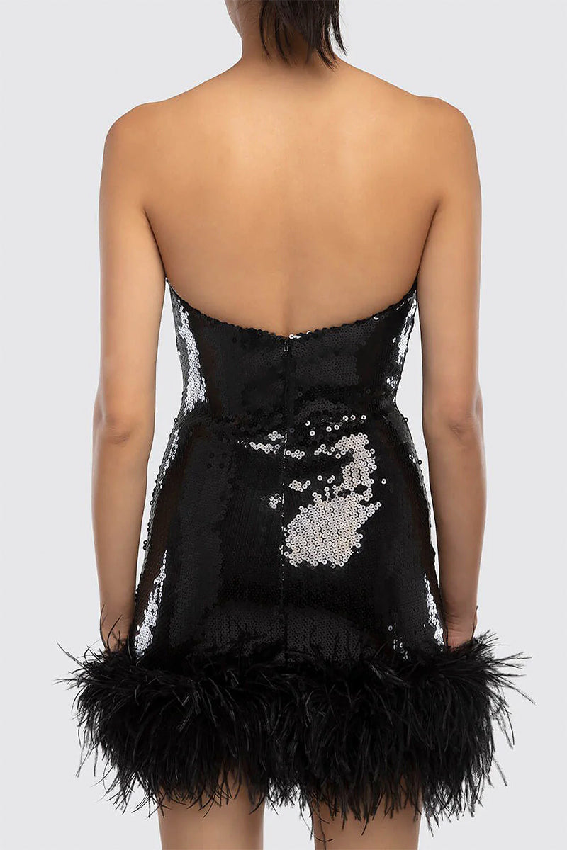 Jodi Black Sequin Bustier Mini Dress | Jewelclues