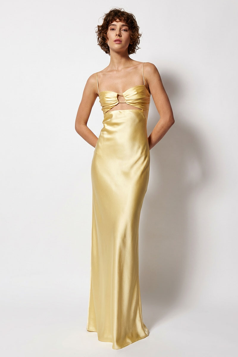 Jolie Satin Cut-Out Bias Gown | JewelClues