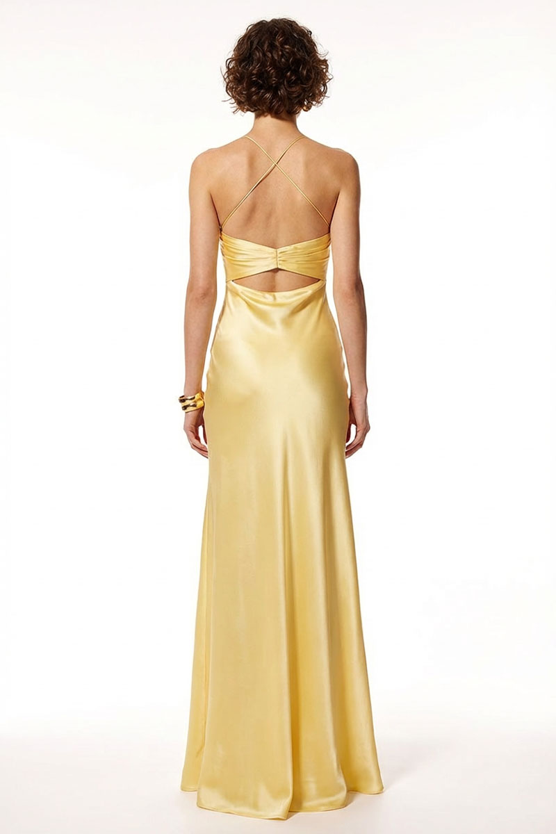 Jolie Satin Cut-Out Bias Gown | JewelClues