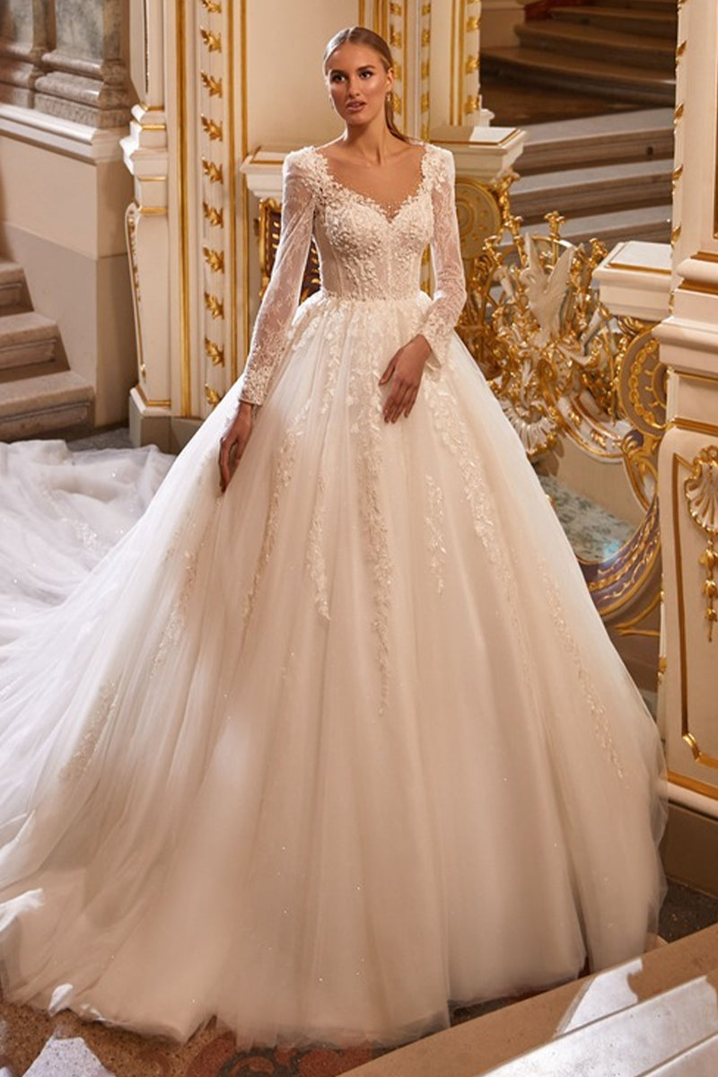 Julian Long Sleeve Wedding Dress | Jewelclues