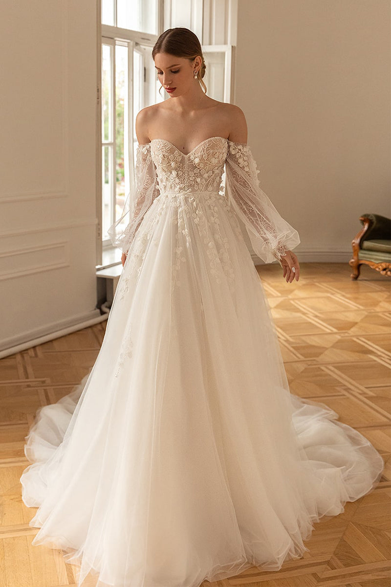 Julian Off-the-Shoulder Wedding Gown | JewelClues