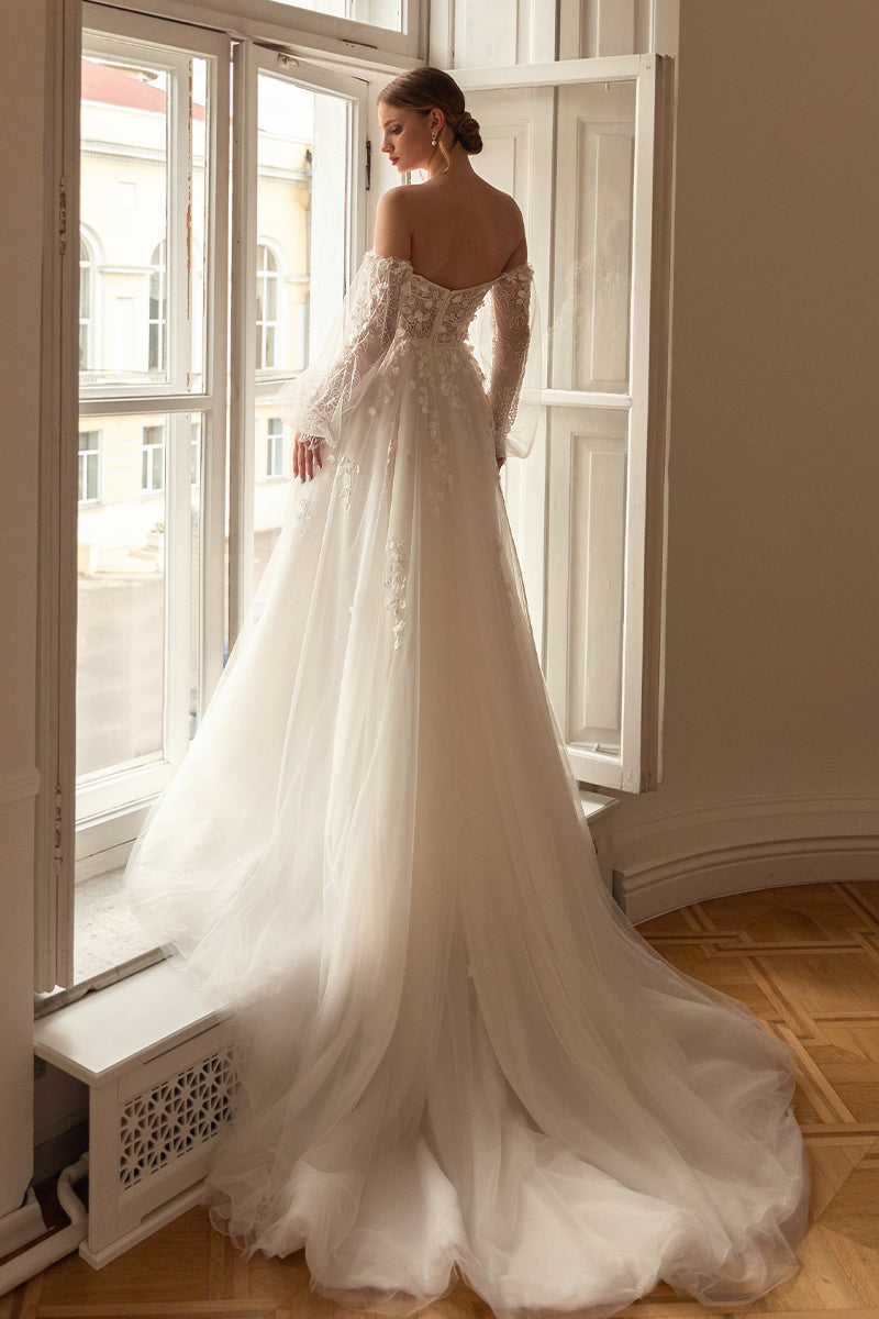 Julian Off-the-Shoulder Wedding Gown | JewelClues