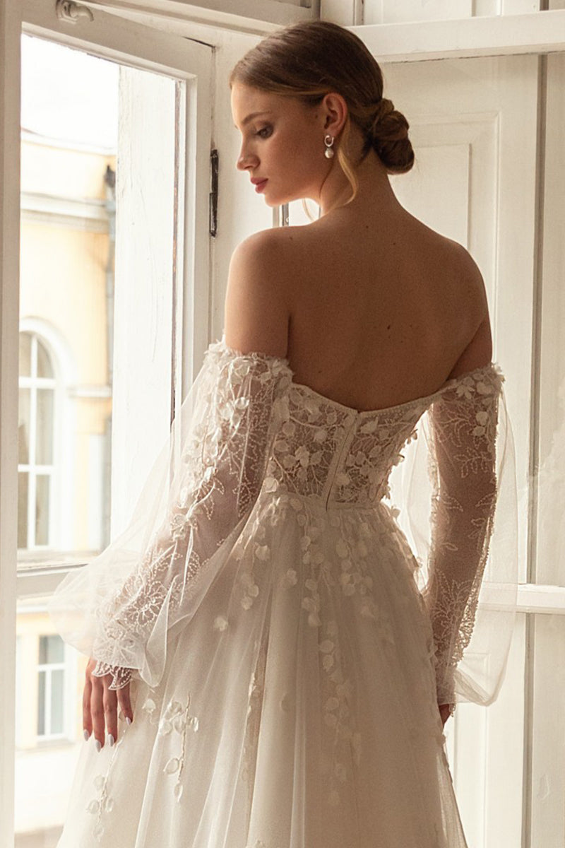 Julian Off-the-Shoulder Wedding Gown | JewelClues