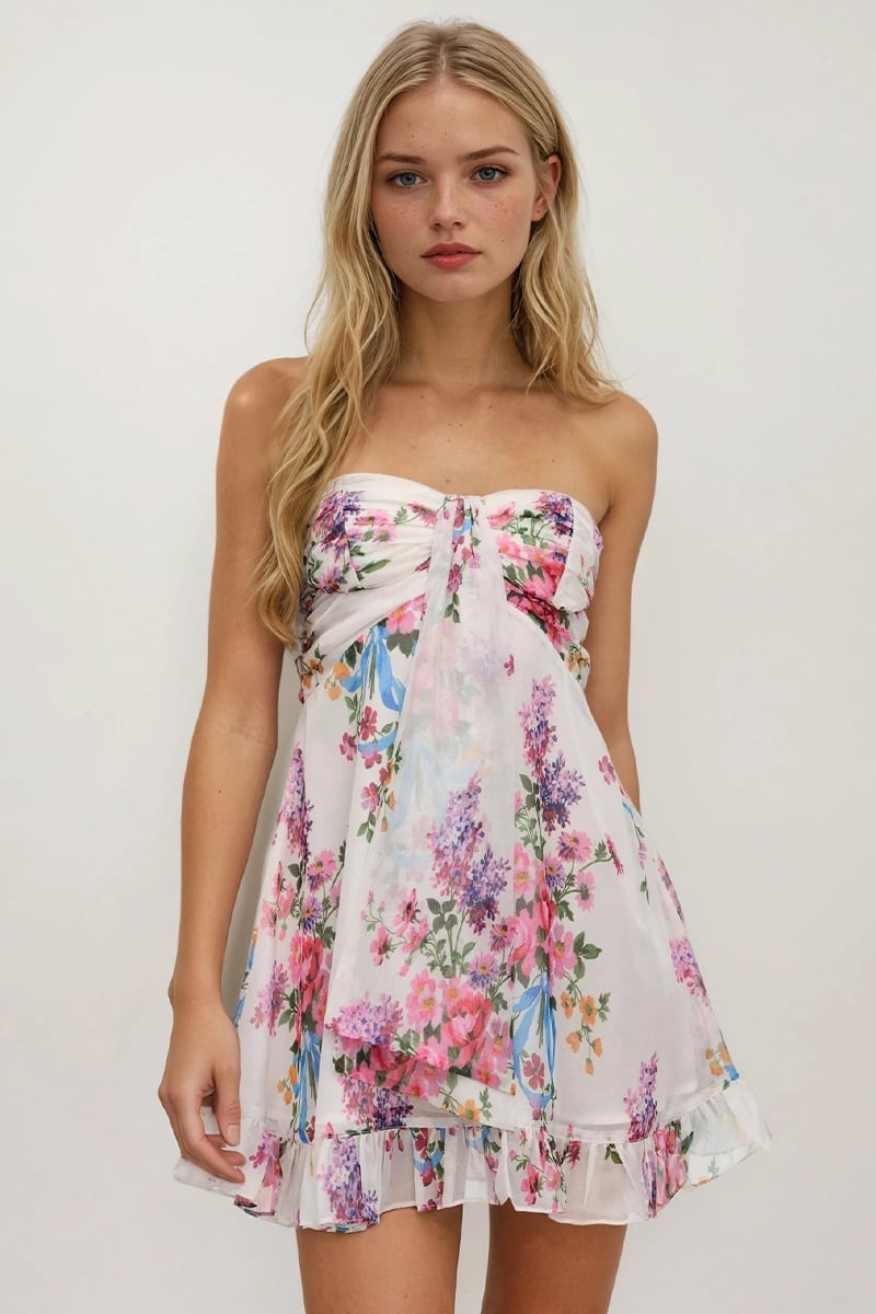 Kate Strapless Mini Dress | Jewelclues #color_white