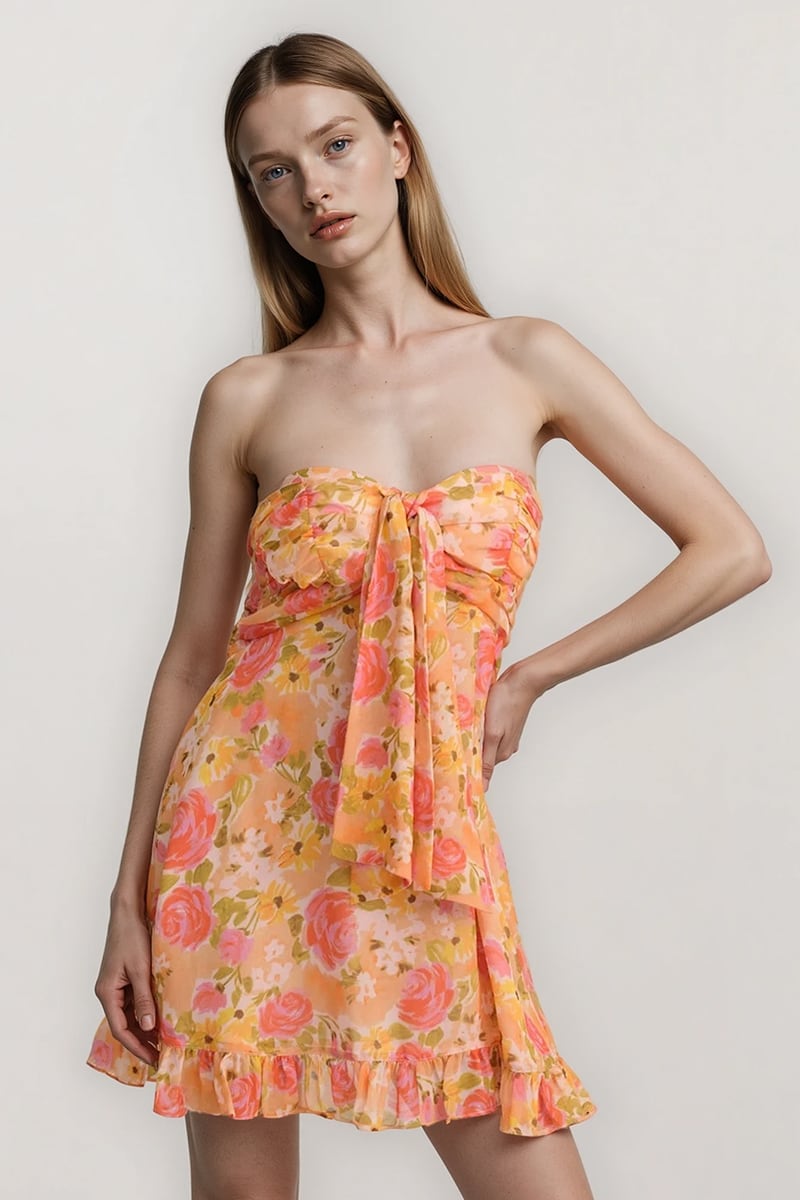 Kate Strapless Mini Dress | Jewelclues #color_orange