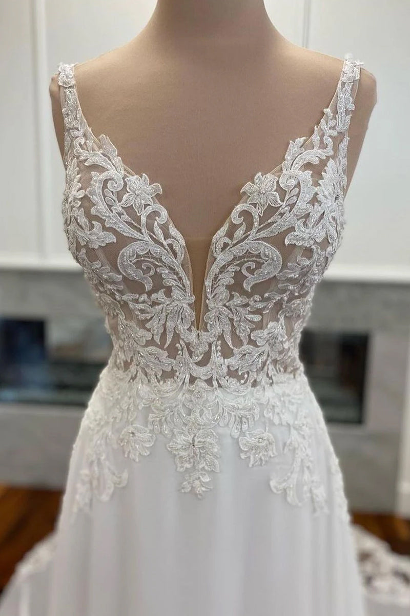 Kelsey Chiffon & Lace Wedding Dress | Jewelclues | #color_ivory