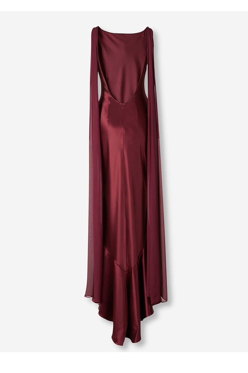 Kiara Satin Open-Back Maxi Dress | Jewelclues
