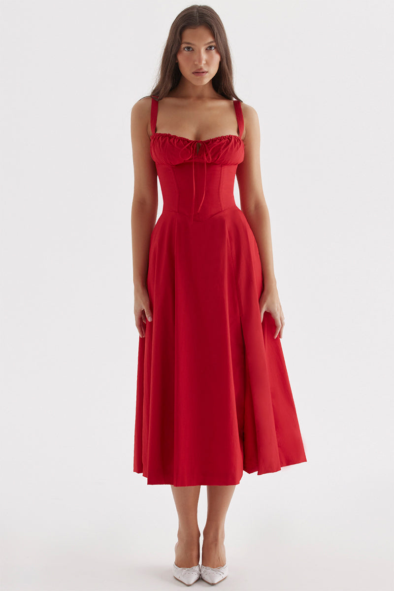 Kourtney Bustier Midi Dress | Jewelclues | #color_claret