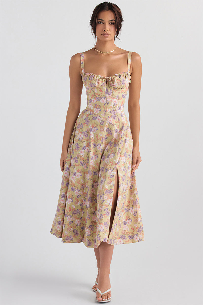 Kourtney Bustier Midi Dress | Jewelclues | #color_tan