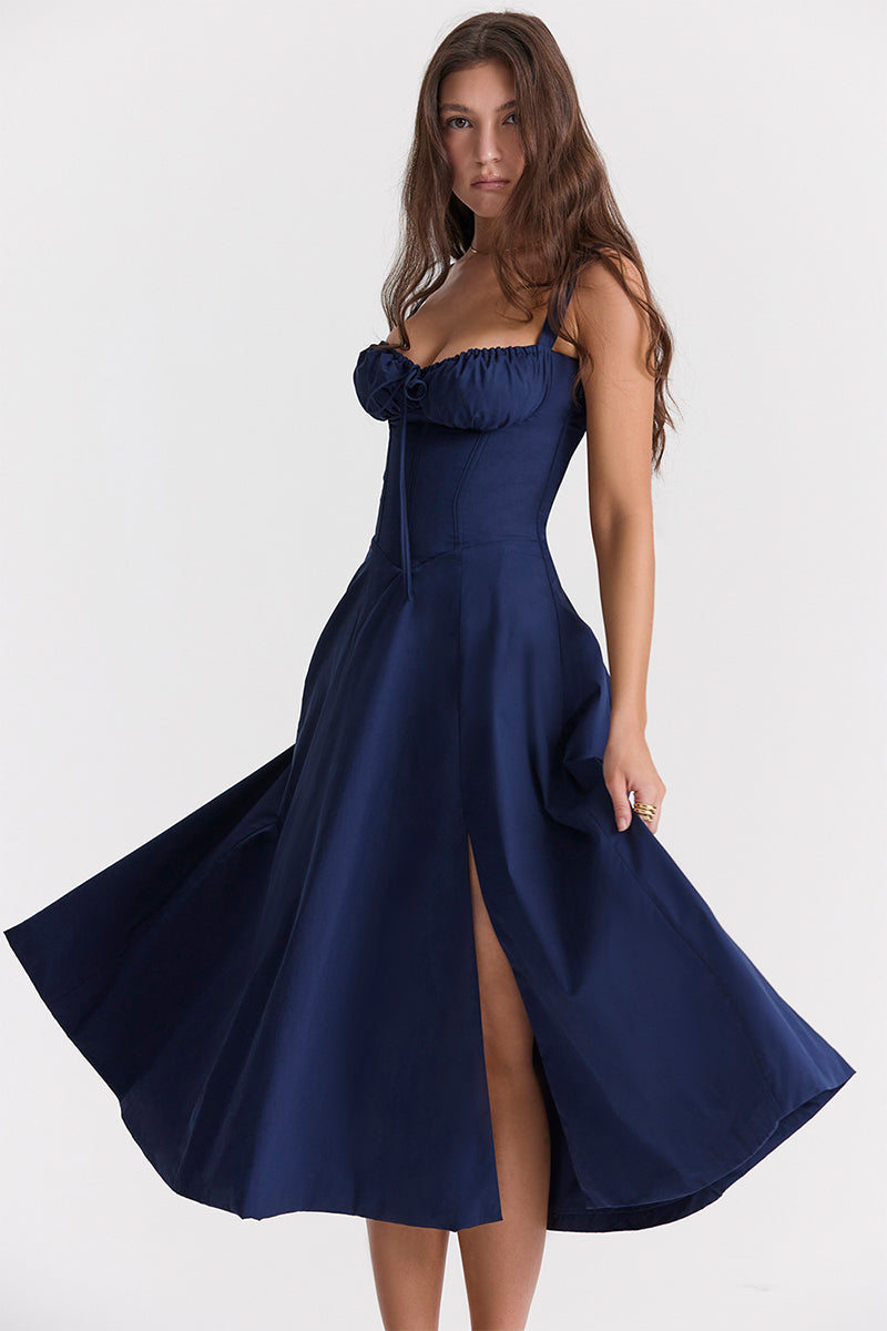 Kourtney Bustier Midi Dress | Jewelclues | #color_navy blue