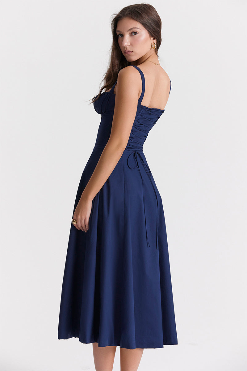 Kourtney Bustier Midi Dress | Jewelclues | #color_navy blue