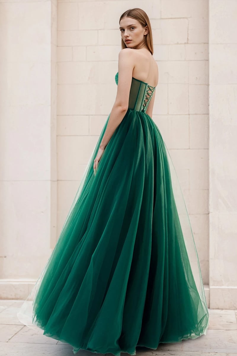 Lainey Strapless Tulle Maxi Dress | Jewelclues