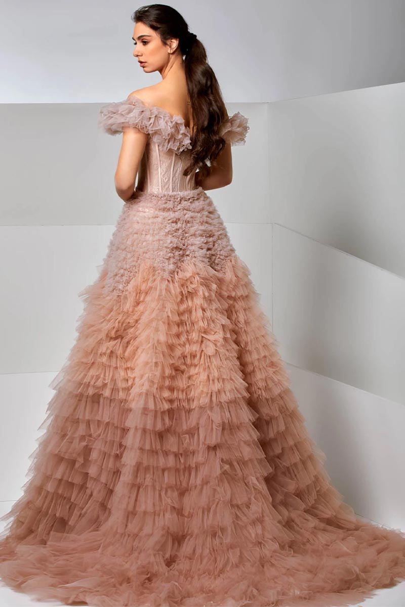 Laura Strapless Frill-Layered Maxi Dress | Jewelclues