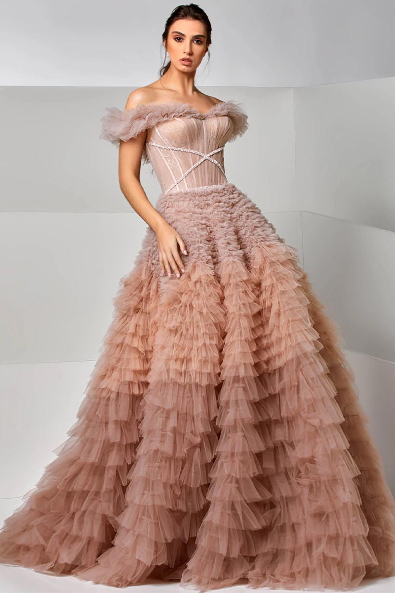 Laura Strapless Frill-Layered Maxi Dress | Jewelclues
