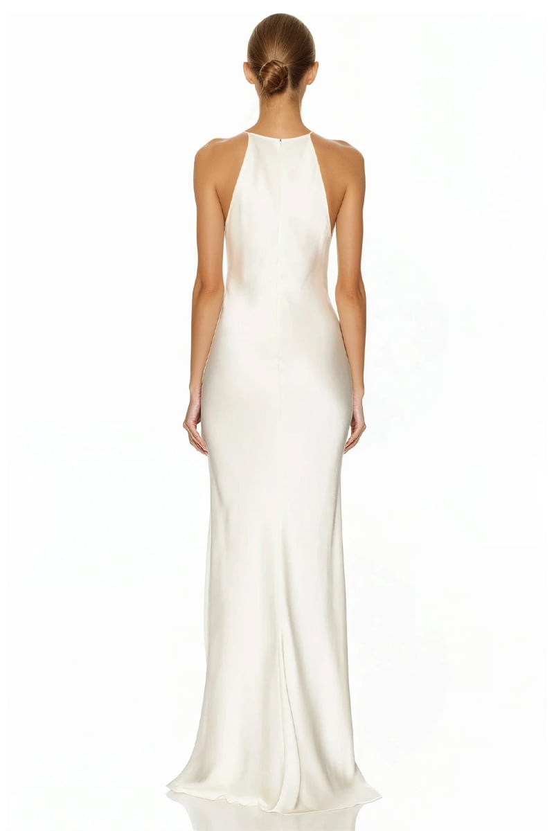 Lauren Ivory Satin Maxi Dress | Jewelclues