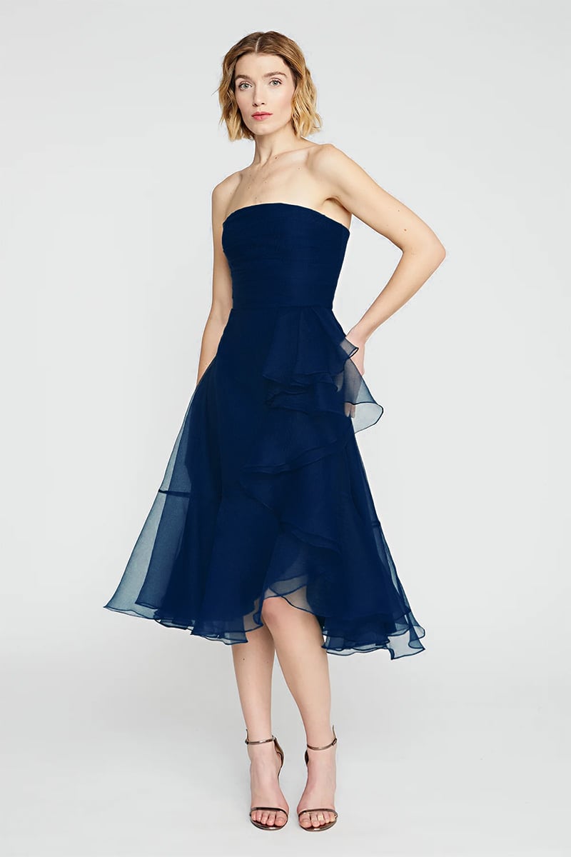 Lavish Elegance Strapless Midi Dress | Jewelclues #color_navy blue