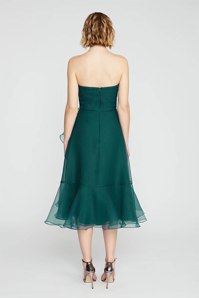 Lavish Elegance Strapless Midi Dress | Jewelclues #color_green