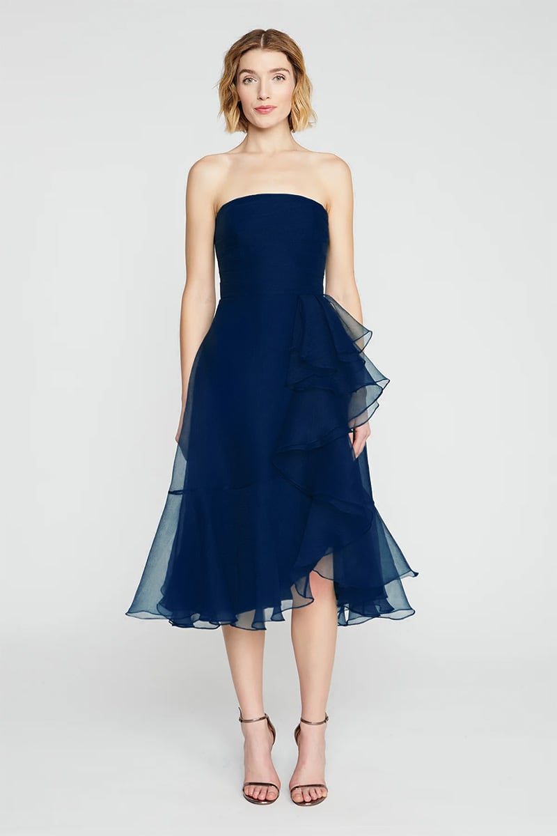 Lavish Elegance Strapless Midi Dress | Jewelclues #color_navy blue
