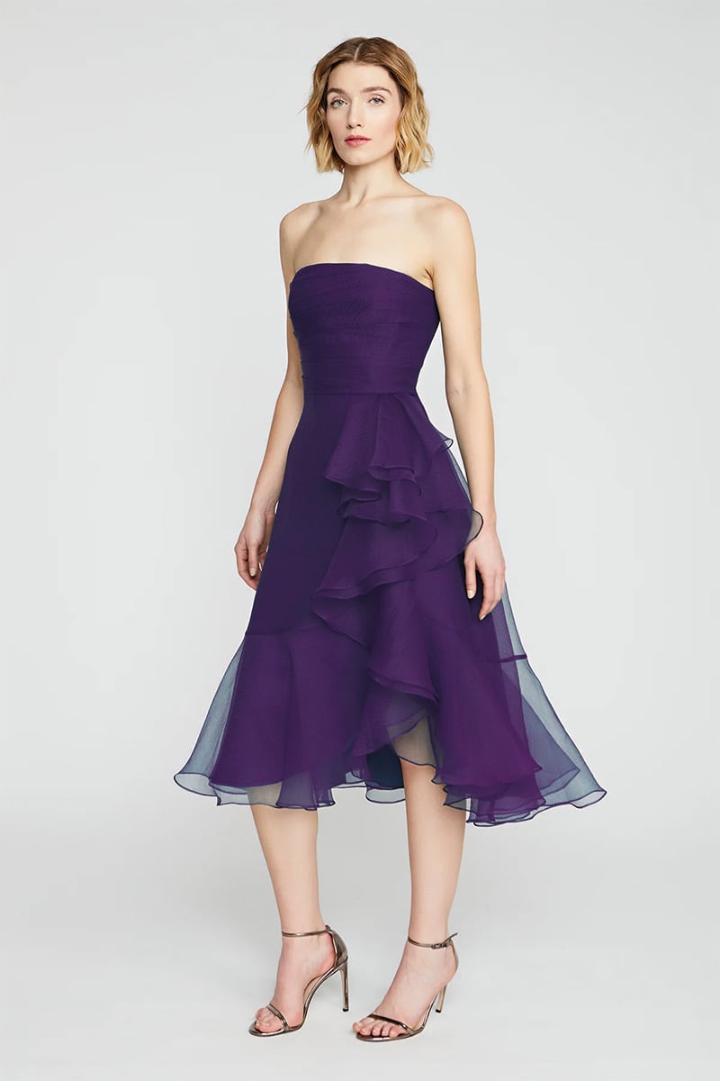 Lavish Elegance Strapless Midi Dress | Jewelclues #color_purple