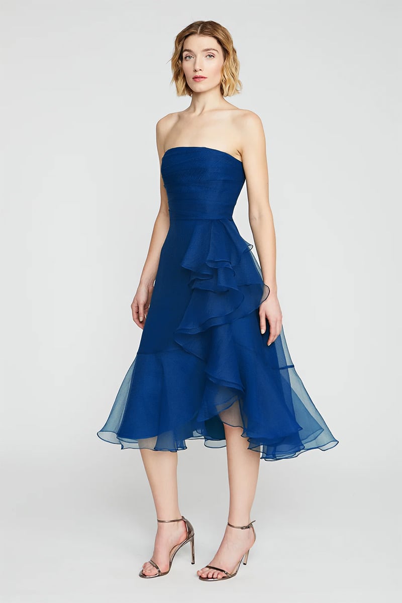 Lavish Elegance Strapless Midi Dress | Jewelclues #color_royal blue