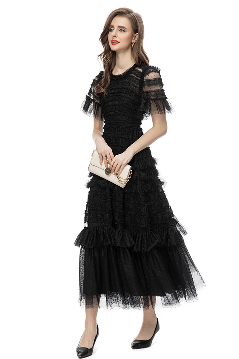 Lavish Magnificence Ruffled Maxi Dress | Jewelclues #color_black