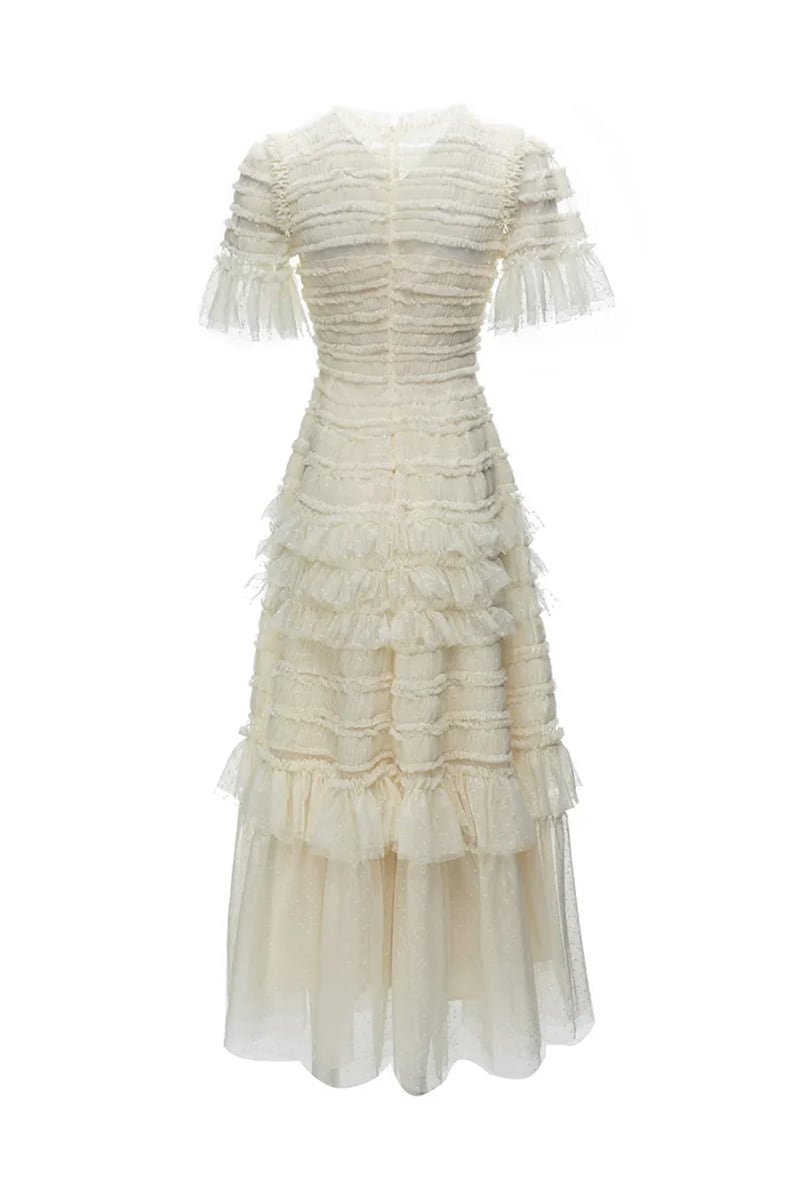 Lavish Magnificence Ruffled Maxi Dress | Jewelclues #color_beige