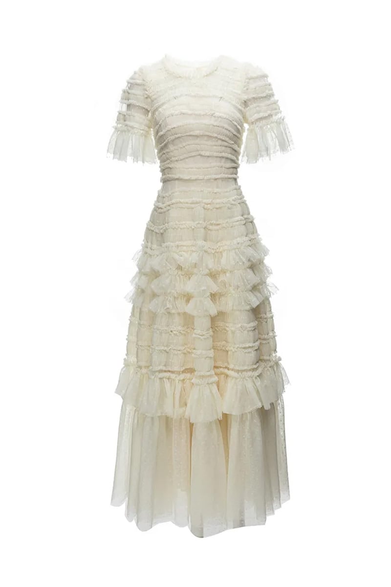 Lavish Magnificence Ruffled Maxi Dress | Jewelclues #color_beige