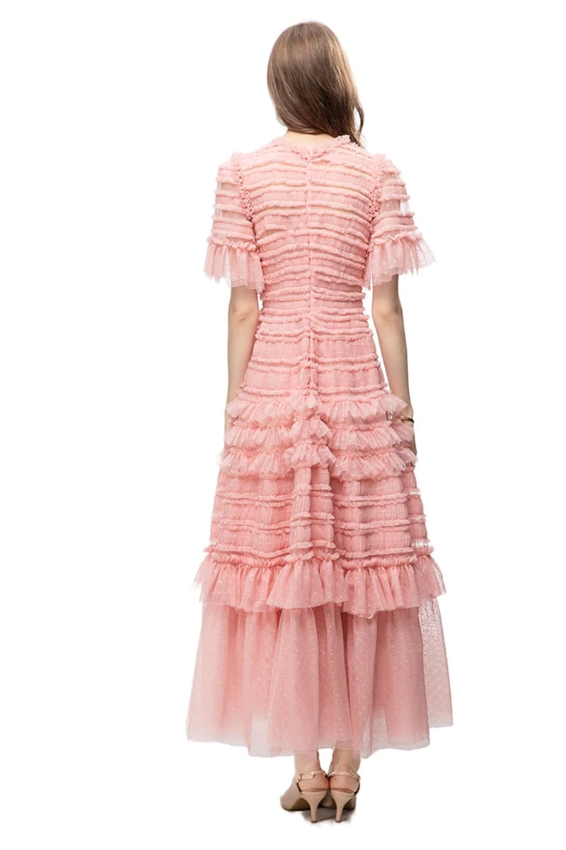 Lavish Magnificence Ruffled Maxi Dress | Jewelclues #color_pink