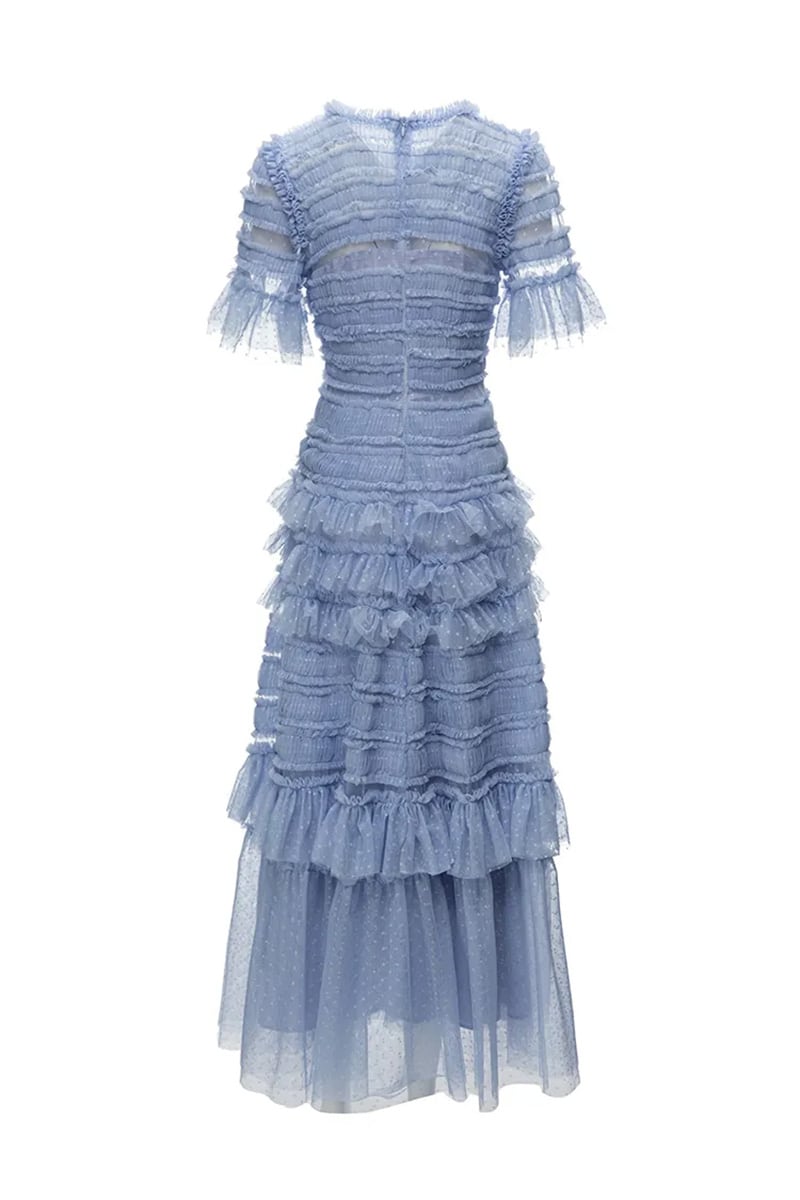 Lavish Magnificence Ruffled Maxi Dress | Jewelclues #color_blue