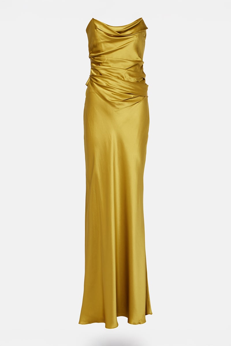 Layalina Strapless Satin Gown | JewelClues #color_gold