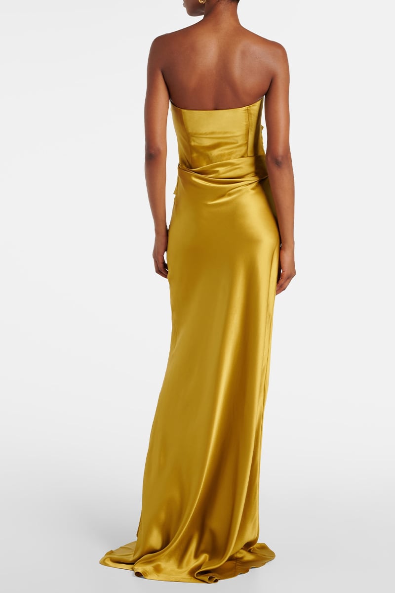Layalina Strapless Satin Gown | JewelClues #color_gold