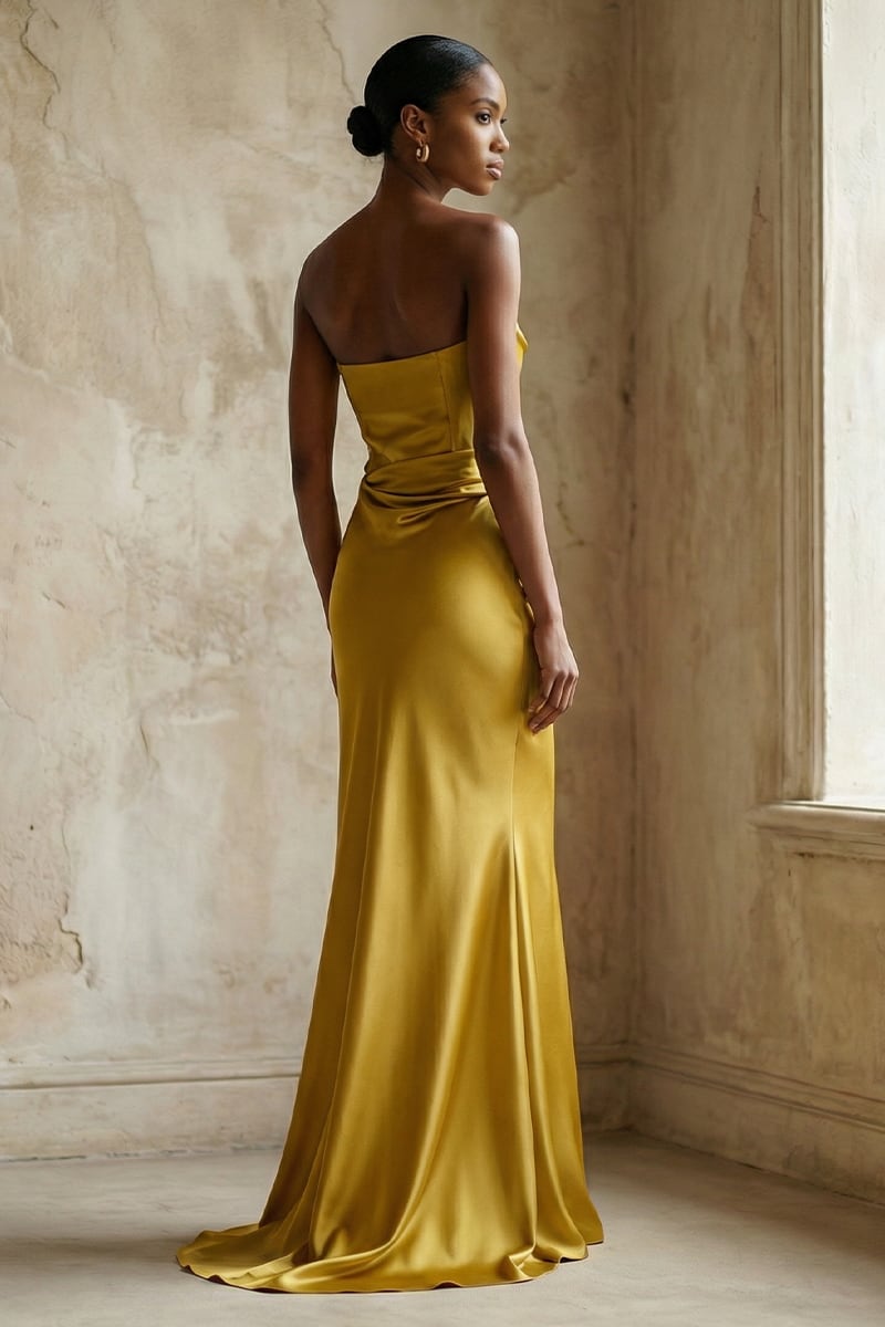 Layalina Strapless Satin Gown | JewelClues #color_gold