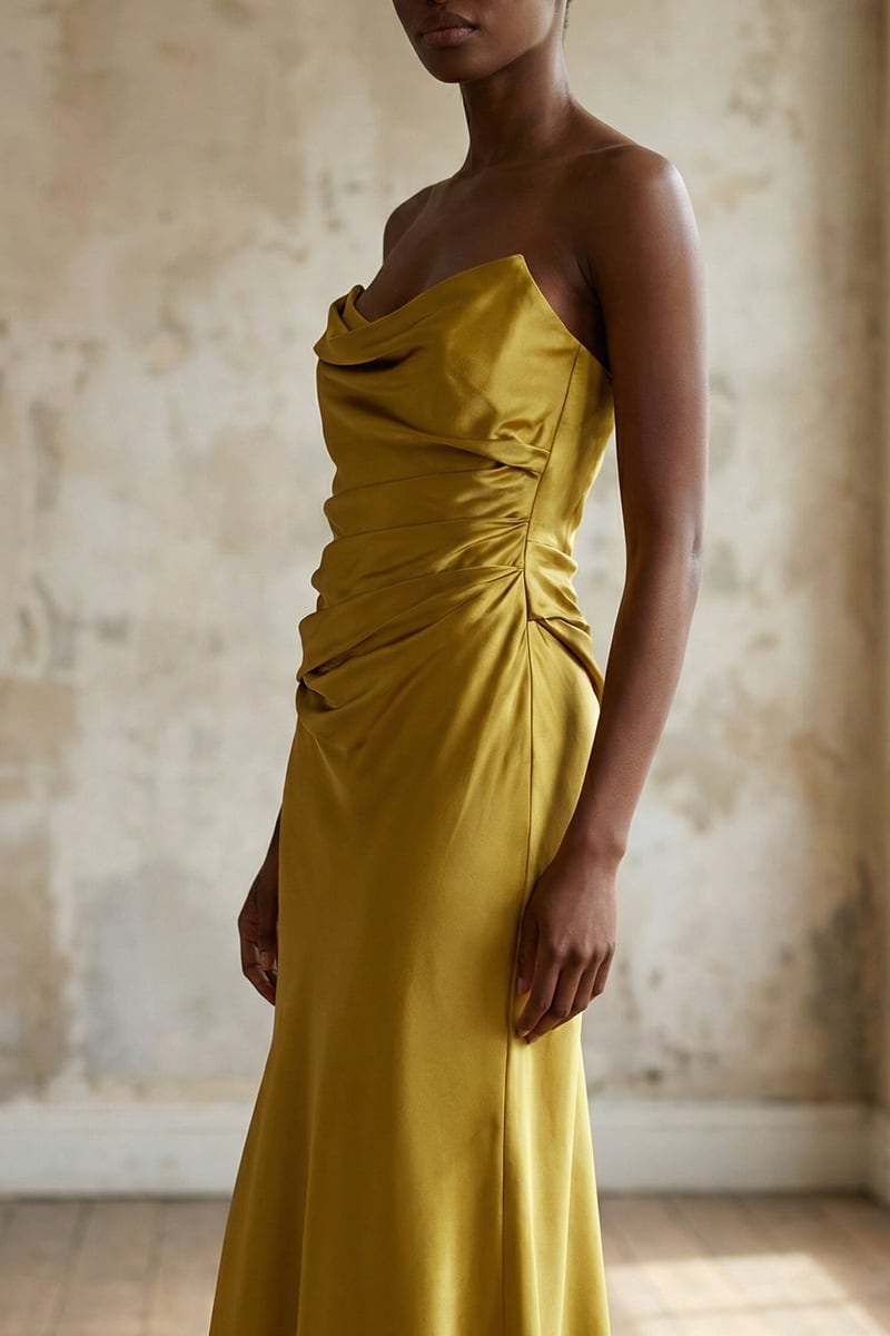 Layalina Strapless Satin Gown | JewelClues #color_gold