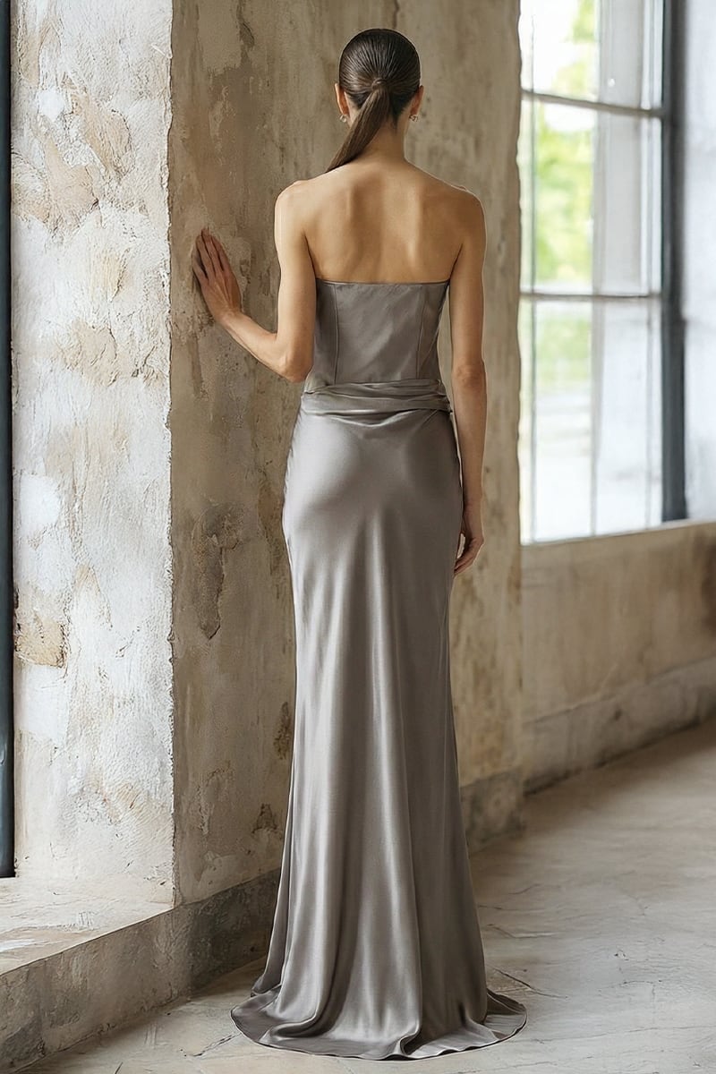 Layalina Strapless Satin Gown | JewelClues #color_gray