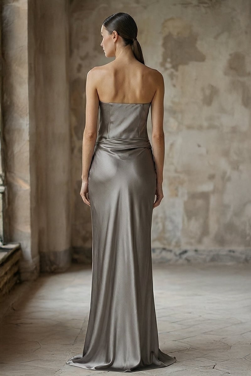 Layalina Strapless Satin Gown | JewelClues #color_gray